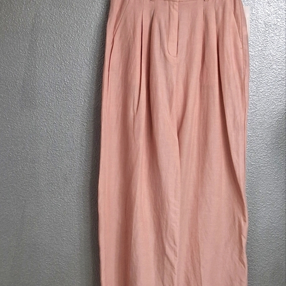 NWT Nordstrom Linen Blend Wide Leg Pants In Pink Smoke  Size 6 - Picture 1 of 7